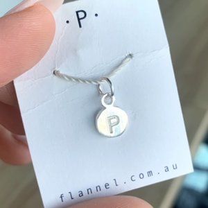 Silver Round P Initial Pendant Charm